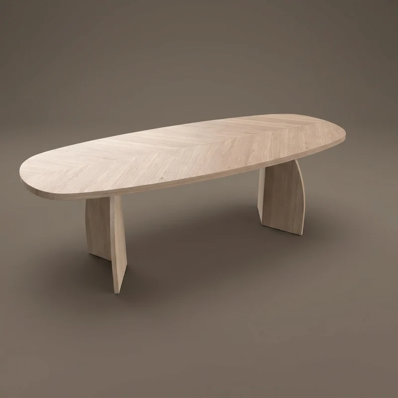 Visgraat eiken eettafel - Deens Recht - V Eiken