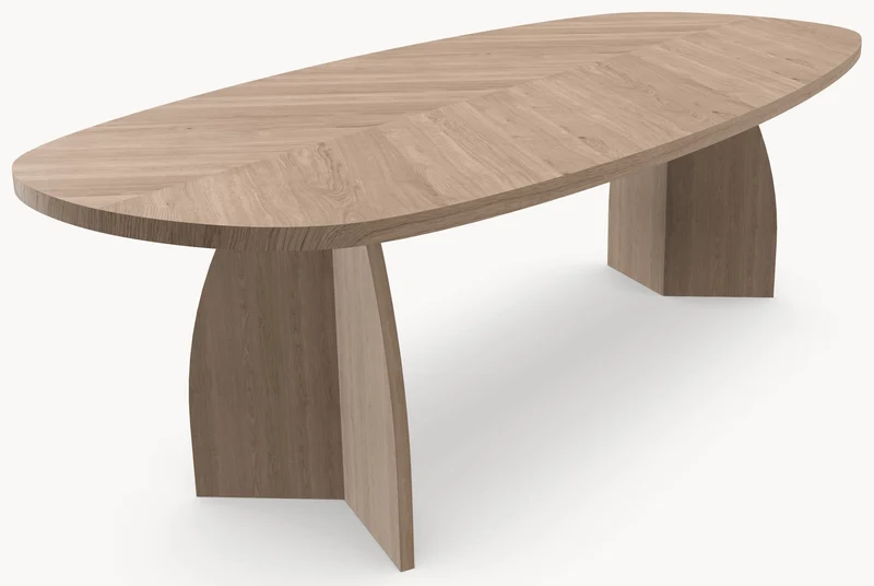 Visgraat eiken eettafel - Deens Recht - V Eiken