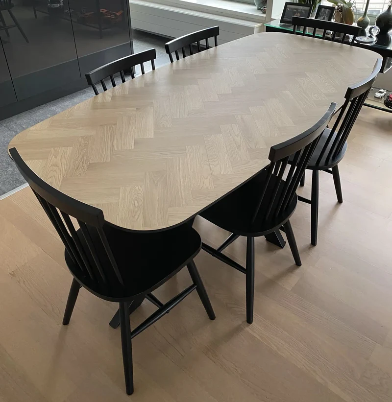 Visgraat eiken eettafel - Deens Recht - V Eiken