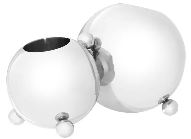 Casa Padrino Designer Edelstahl Flaschenhalter Silber 45 x 25,5 x H. 25,5 cm - Flaschenhalter für 2 Flaschen - Luxus Accessoires
