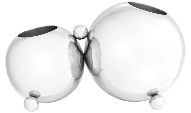 Casa Padrino Designer Edelstahl Flaschenhalter Silber 45 x 25,5 x H. 25,5 cm - Flaschenhalter für 2 Flaschen - Luxus Accessoires