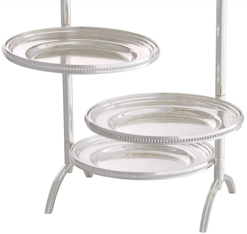 Casa Padrino Luxus Etagere mit Tragegriff Silber 21 x 18,5 x H. 47,5 cm - Gastronomie Accessoires - Restaurant Accessoires - Hotel Accessoires - Luxus Accessoires - Luxus Qualität