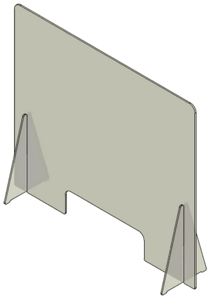 Casa Padrino Kunststoff Trennscheibe mit Durchreiche Transparent 100 x H. 70 cm - Schutzscheibe für Schreibtisch Empfangstheken