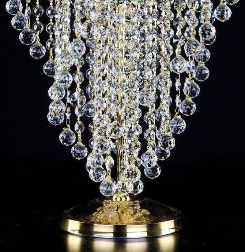 Casa Padrino Luxus Barock Kristall Tischleuchte Gold Ø 30 x H. 50 cm - Prunkvolle Schreibtischleuchte mit Böhmischem Kristallglas - Barock Kristall Leuchten