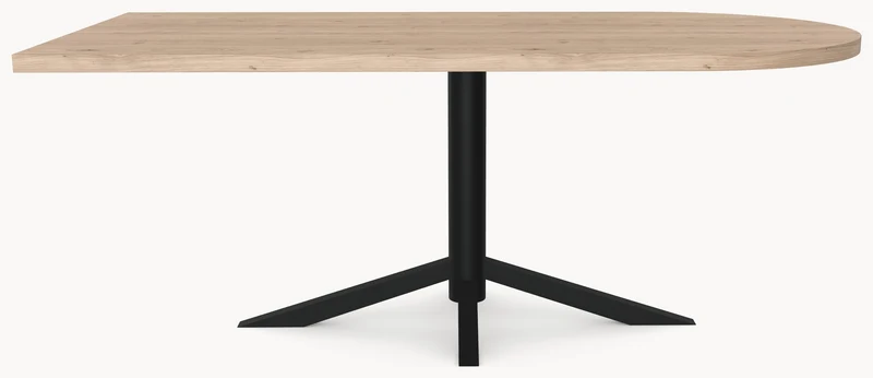 Eiken massief eettafel - Recht Rond - Quattro Metaal