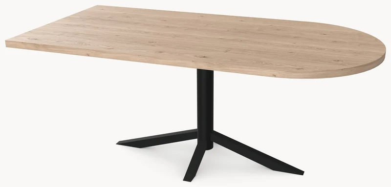 Eiken massief eettafel - Recht Rond - Quattro Metaal