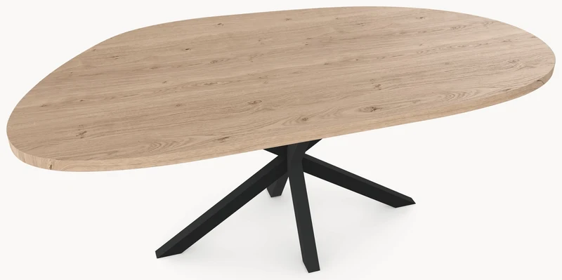 Eiken massief eettafel - Organisch - Matrix metaal