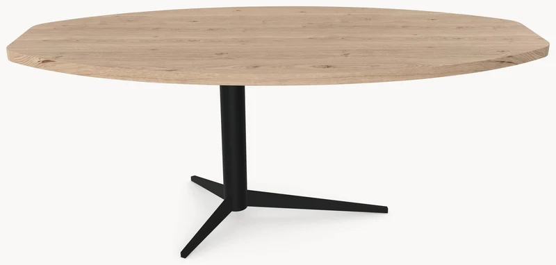 Eiken massief eettafel - Half Ovaal - Trios Metaal