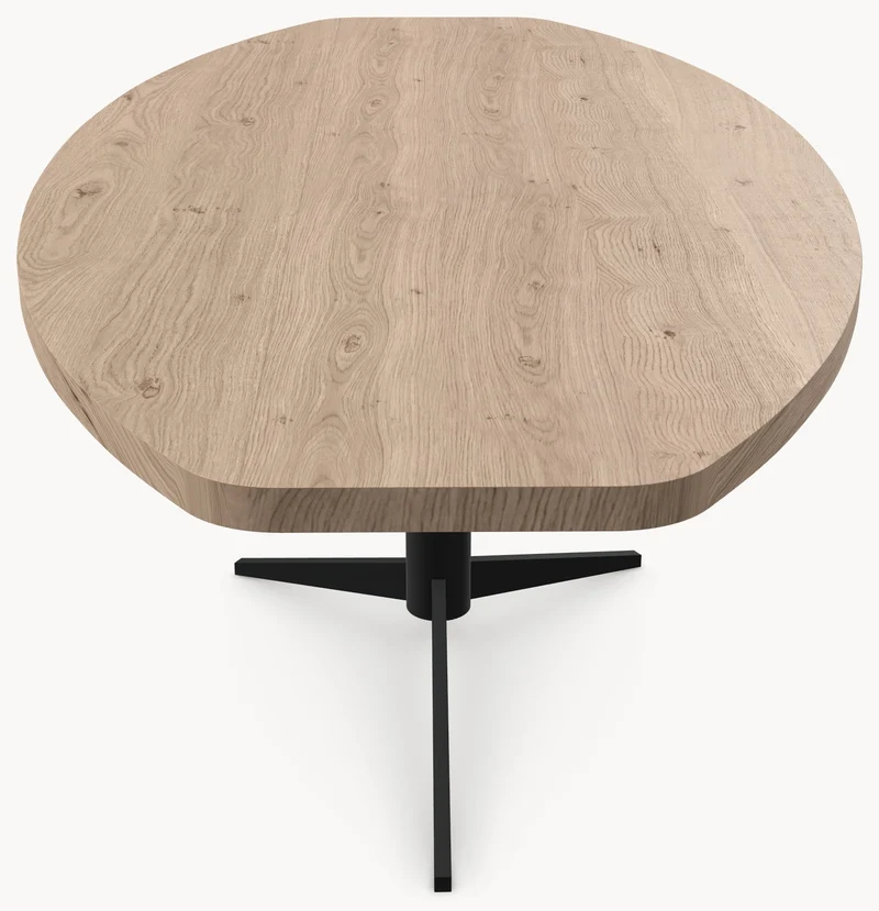 Eiken massief eettafel - Half Ovaal - Trios Metaal