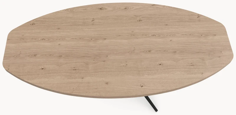 Eiken massief eettafel - Half Ovaal - Trios Metaal