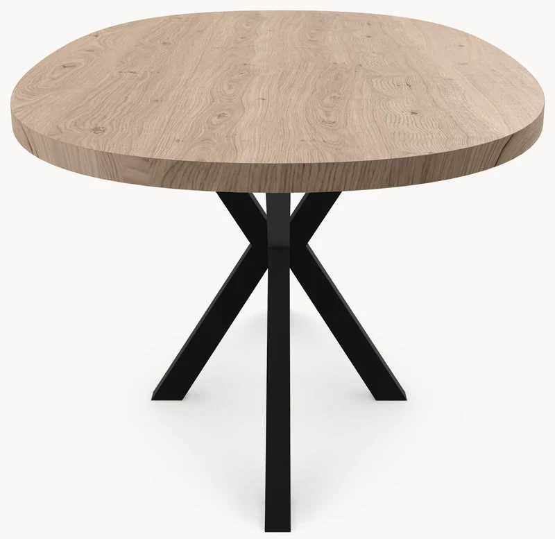 Eiken eettafel - Deens Rond - Matrix metaal