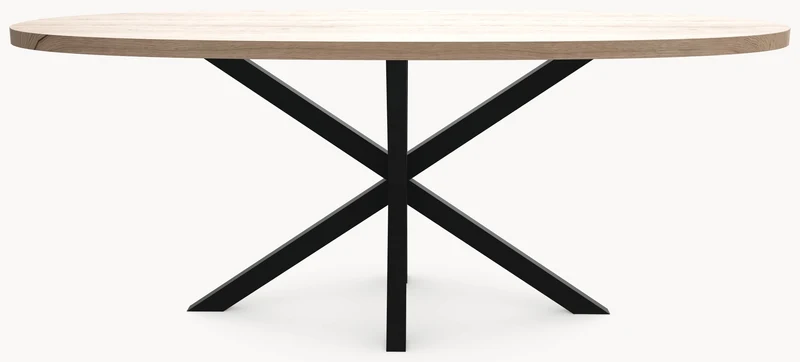 Eiken eettafel - Deens Rond - Matrix metaal