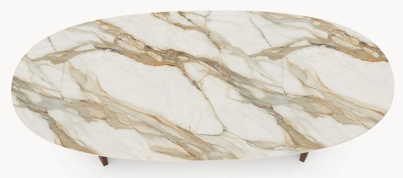 Keramische eettafel Calacatta Hermitage - Deens Rond - Half Moon Eiken