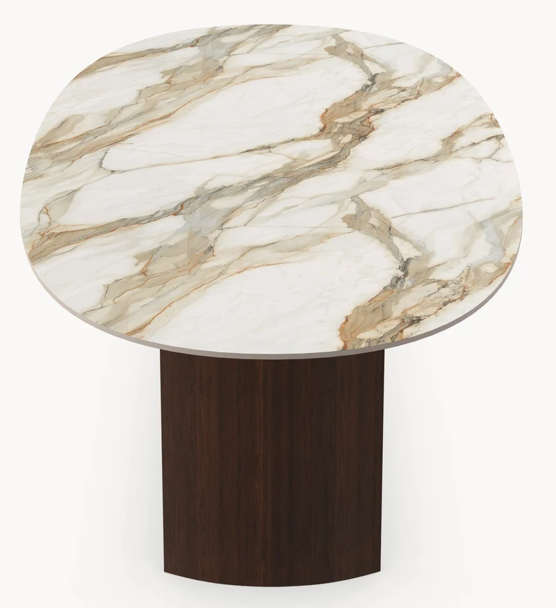 Keramische eettafel Calacatta Hermitage - Deens Rond - Half Moon Eiken