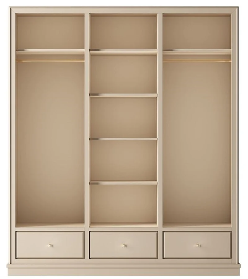 Casa Padrino Luxus Kleiderschrank Beige 200 x 60 x H. 230 cm - Offener Schlafzimmer Schrank - Schlafzimmer Möbel - Hotel Möbel - Luxus Einrichtung - Schlafzimmer Einrichtung - Luxus Möbel