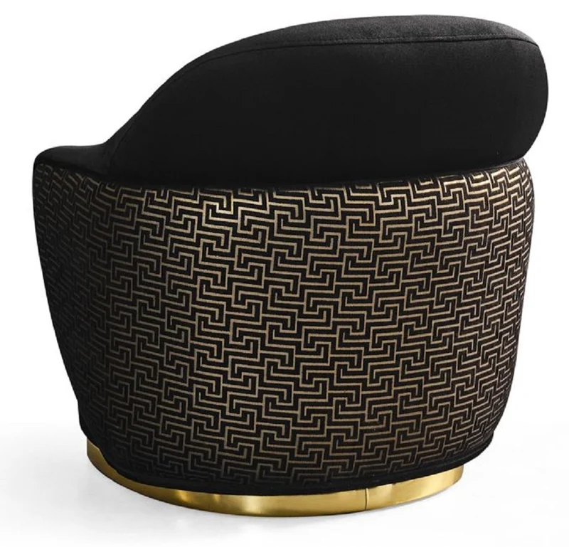 Casa Padrino Luxus Sessel Schwarz / Gold 85 x 80 x H. 85 cm - Wohnzimmer Sessel - Hotel Sessel - Wohnzimmer Möbel - Luxus Möbel - Wohnzimmer Einrichtung - Luxus Einrichtung - Möbel Luxus
