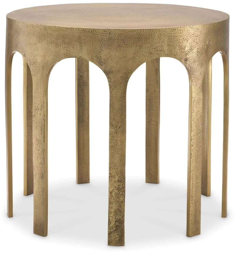 Casa Padrino Luxus Beistelltisch Vintage Messing Ø 55 x H. 50 cm - Runder Aluminium Tisch - Aluminium Möbel - Wohnzimmer Möbel - Luxus Möbel - Luxus Einrichtung - Wohnzimmer Einrichtung