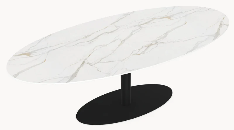 Keramische tafel Calacatta Oro - Ovaal - Ossy onderstel
