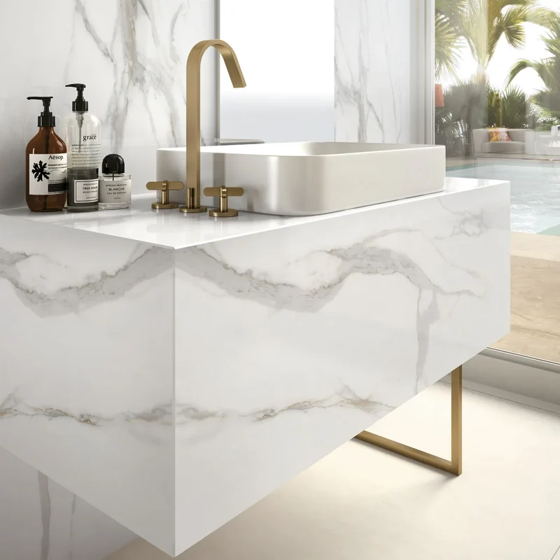 Keramische tafel Calacatta Oro - Ovaal - Ossy onderstel