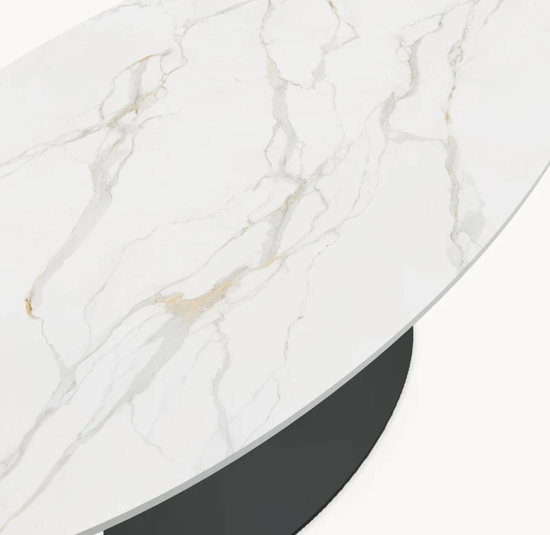 Keramische tafel Calacatta Oro - Ovaal - Ossy onderstel