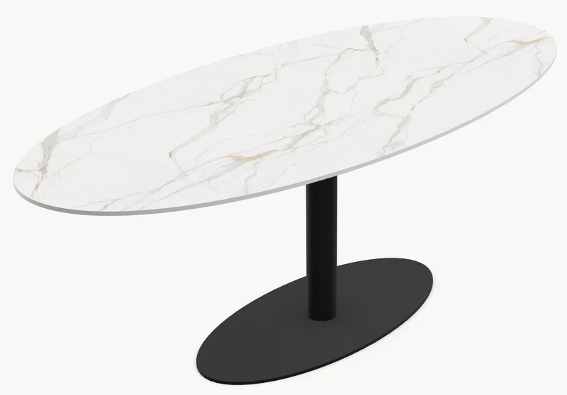 Keramische tafel Calacatta Oro - Ovaal - Ossy onderstel