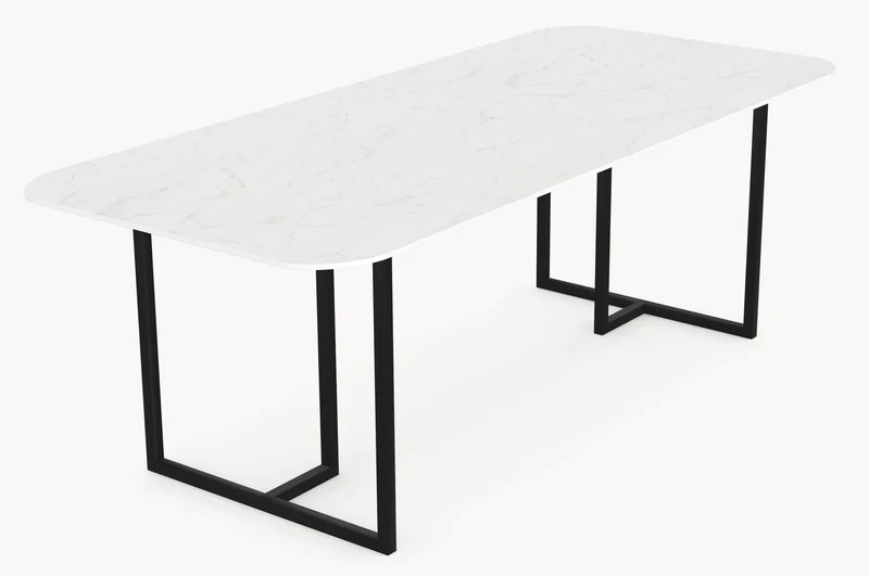Keramische tafel Calacatta Glory - Recht Rond - T onderstel