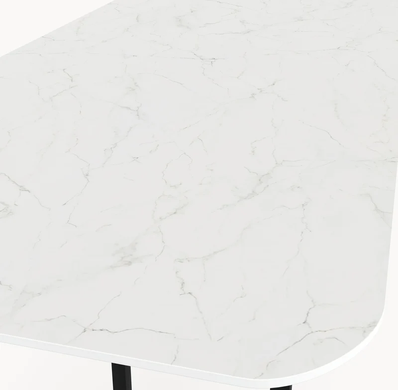 Keramische tafel Calacatta Glory - Recht Rond - T onderstel