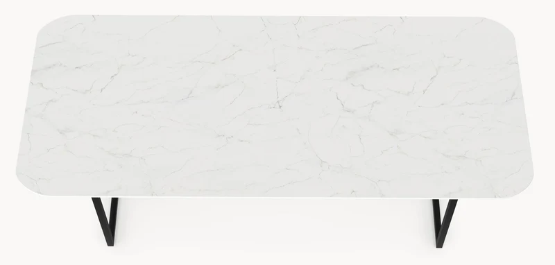 Keramische tafel Calacatta Glory - Recht Rond - T onderstel
