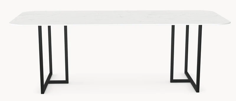 Keramische tafel Calacatta Glory - Recht Rond - T onderstel