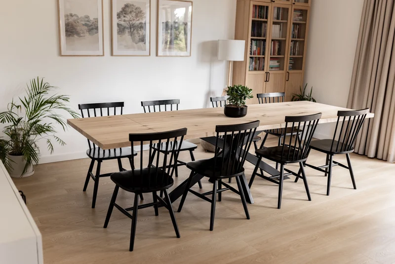 Verlengbare rechte eiken eettafel