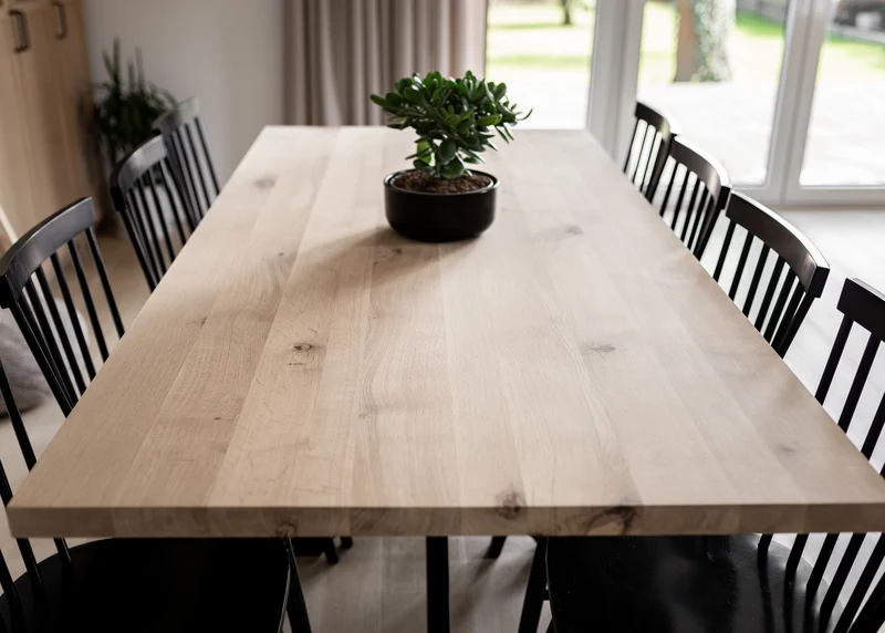 Verlengbare rechte eiken eettafel