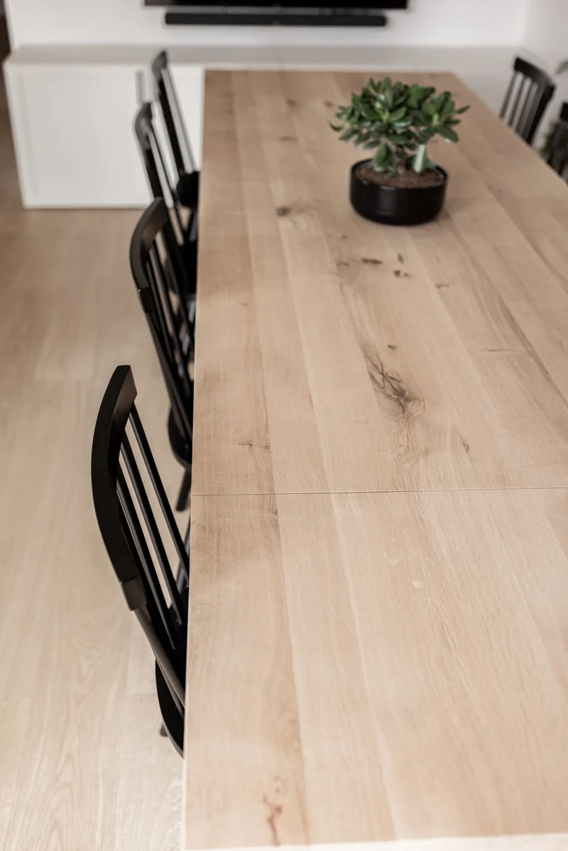 Verlengbare rechte eiken eettafel