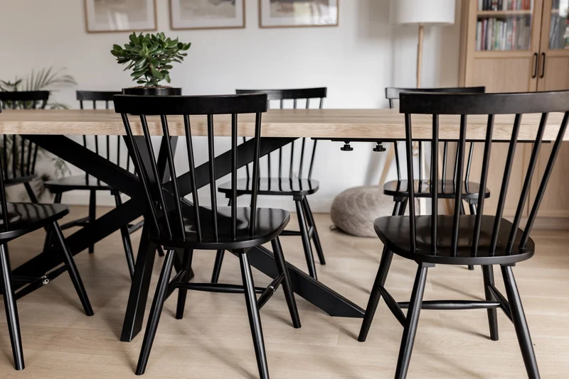 Verlengbare rechte eiken eettafel