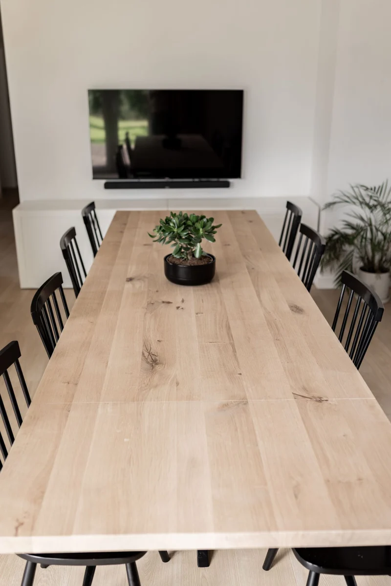 Verlengbare rechte eiken eettafel