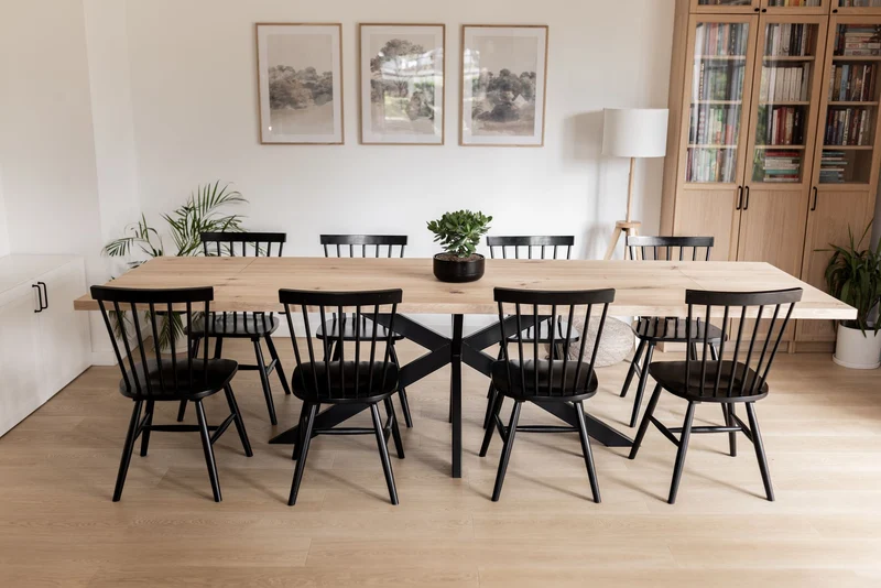 Verlengbare rechte eiken eettafel