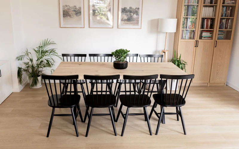 Verlengbare rechte eiken eettafel