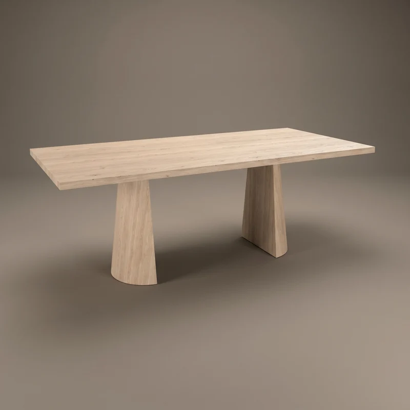 Eiken eettafel - Recht - Twin Cone onderstel