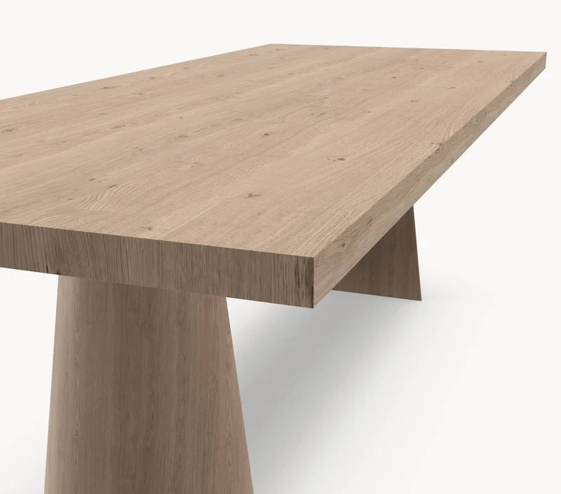 Eiken eettafel - Recht - Twin Cone onderstel