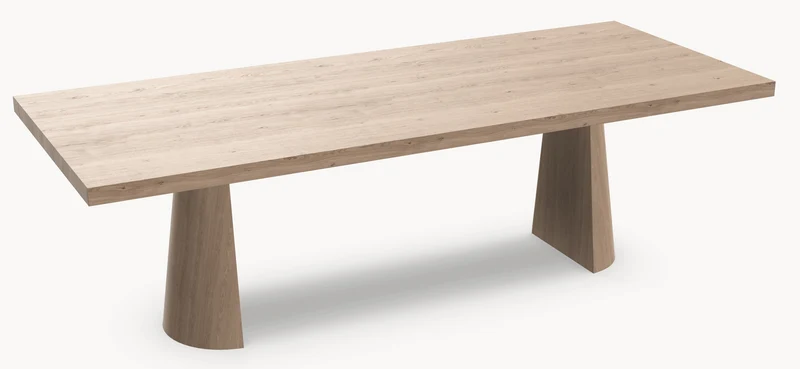 Eiken eettafel - Recht - Twin Cone onderstel