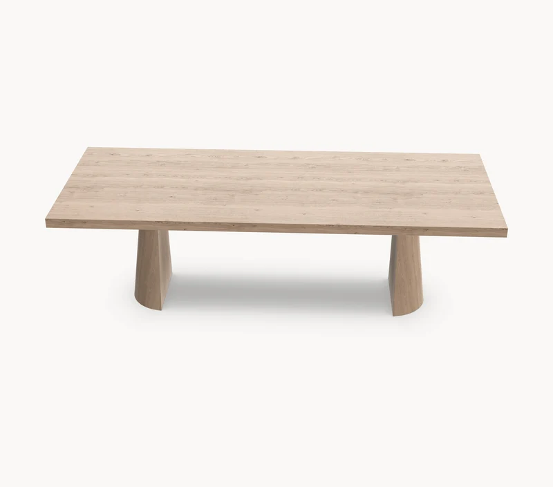 Eiken eettafel - Recht - Twin Cone onderstel