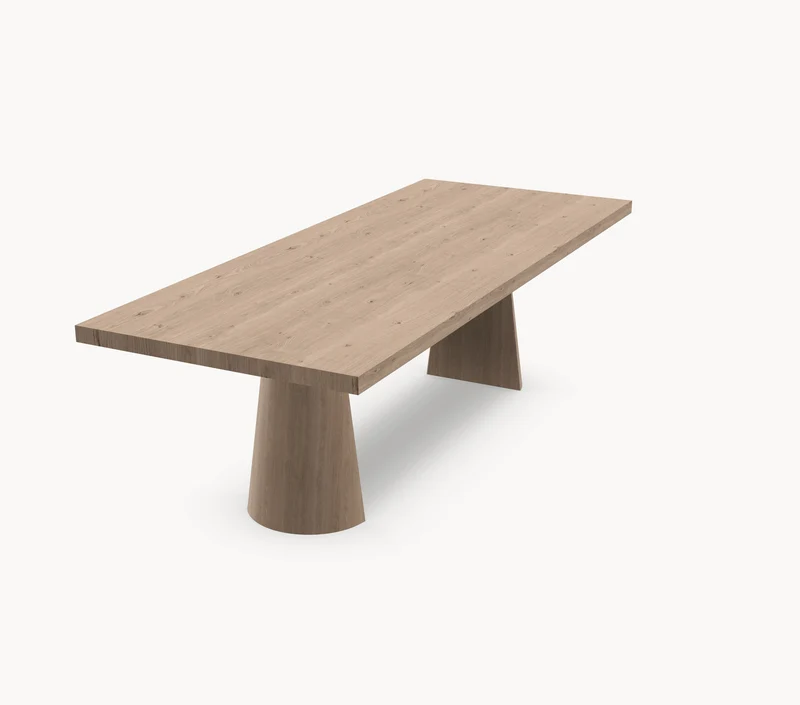 Eiken eettafel - Recht - Twin Cone onderstel