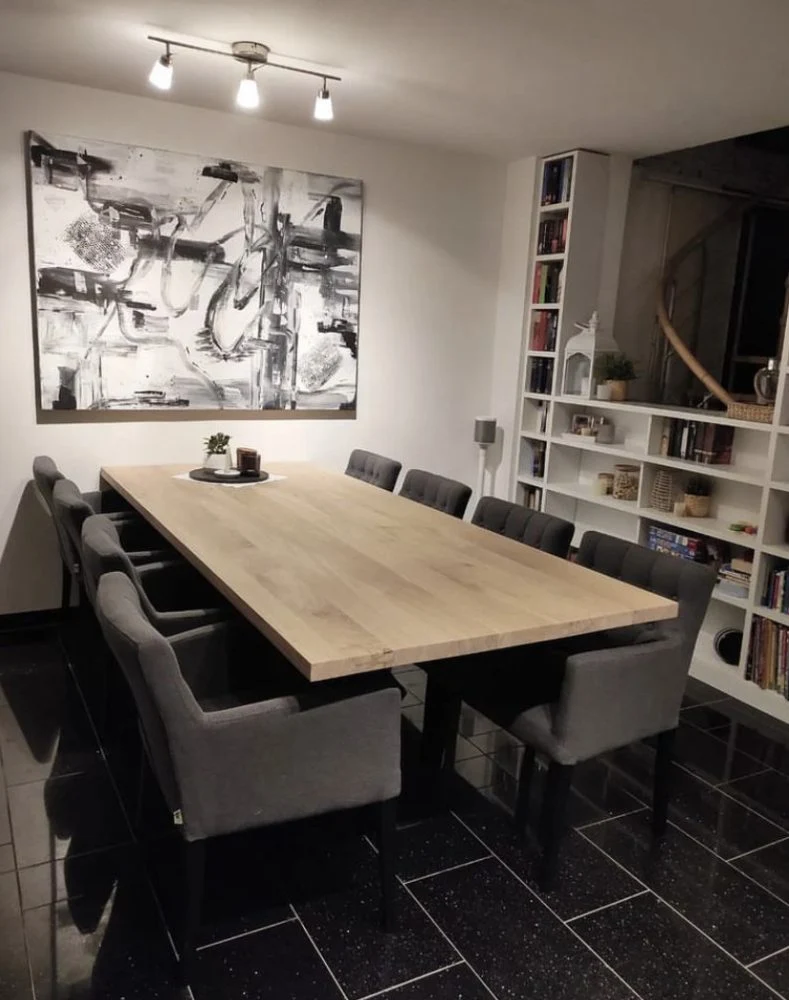 Eiken eettafel - Recht - Twin Cone onderstel