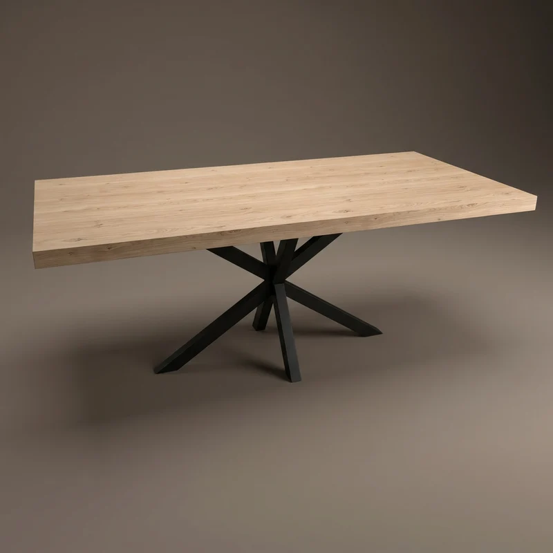 Eiken eettafel - Recht - Matrix onderstel