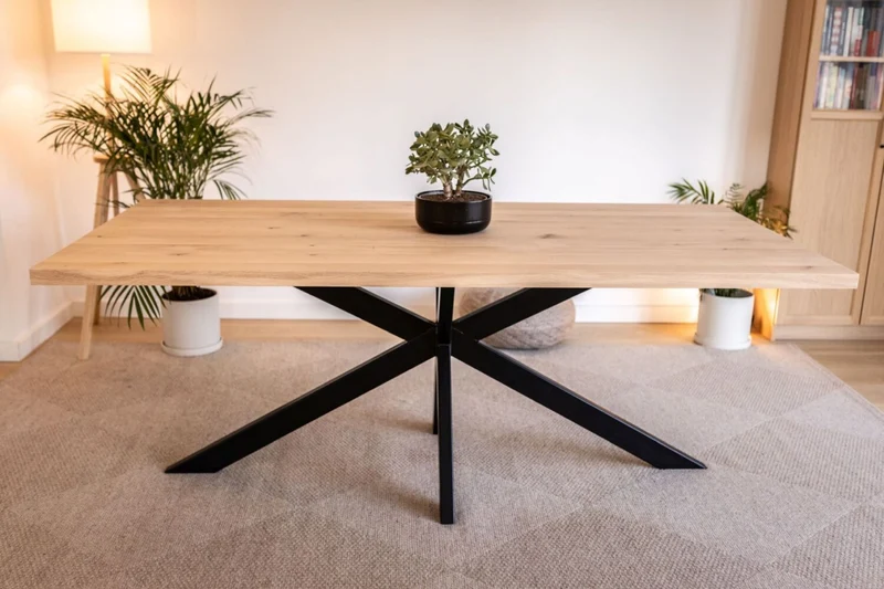 Eiken eettafel - Recht - Matrix onderstel
