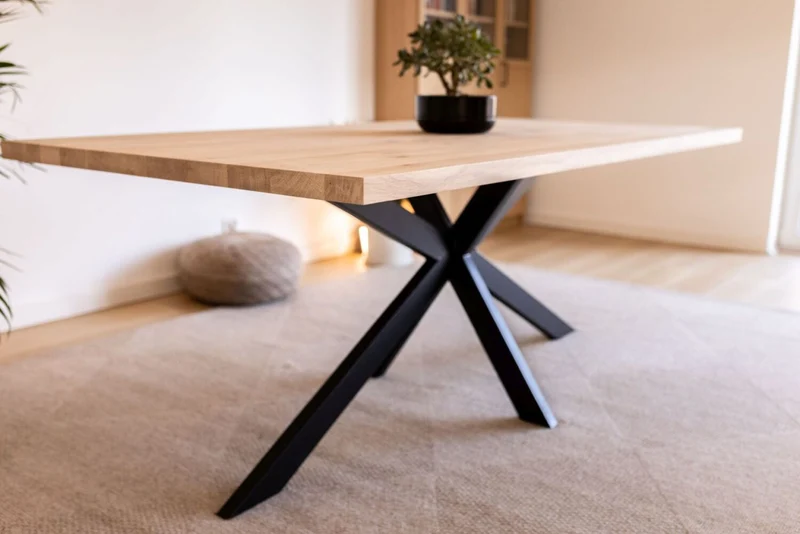 Eiken eettafel - Recht - Matrix onderstel