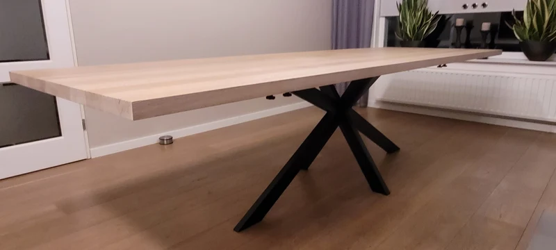 Eiken eettafel - Recht - Matrix onderstel