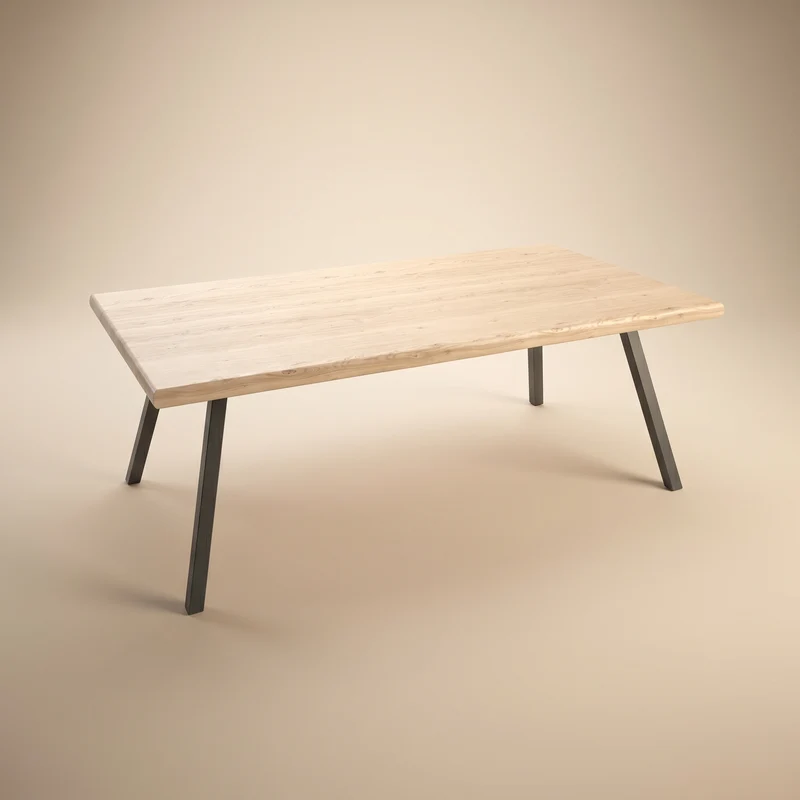 Eiken eettafel - Recht - A angled onderstel
