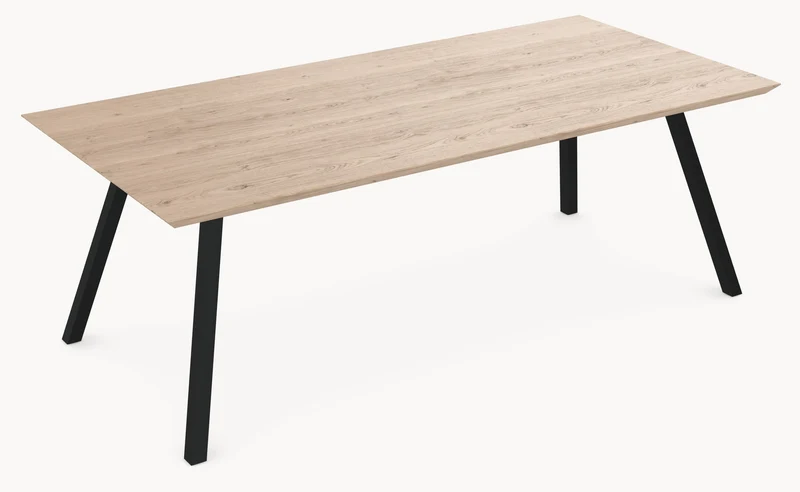 Eiken eettafel - Recht - A angled onderstel