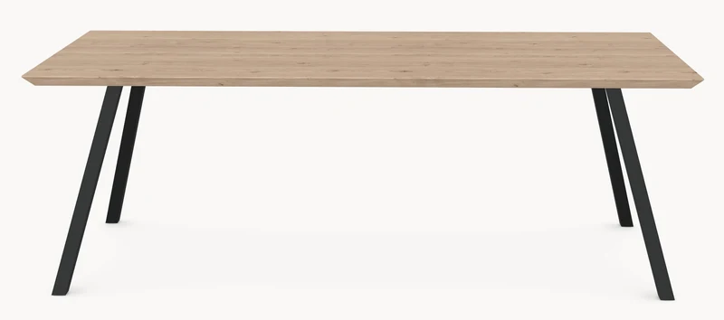 Eiken eettafel - Recht - A angled onderstel