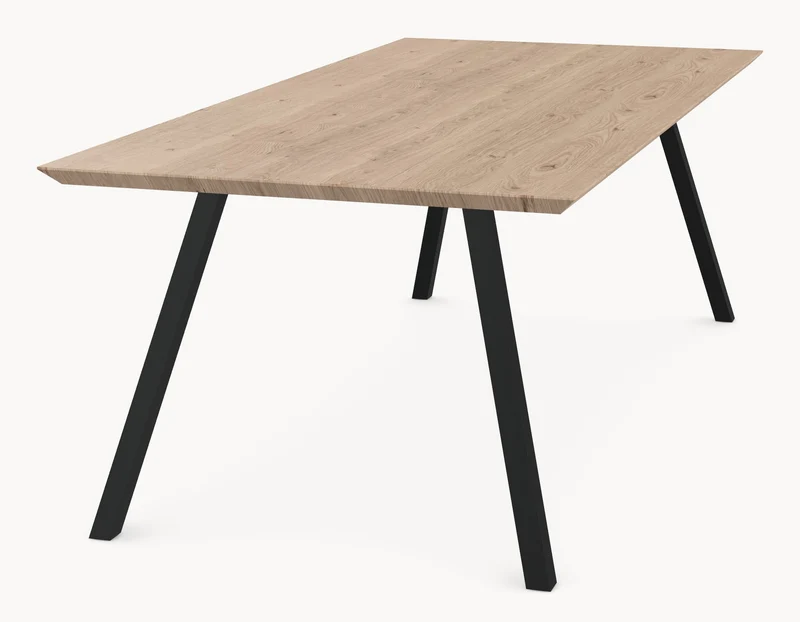 Eiken eettafel - Recht - A angled onderstel